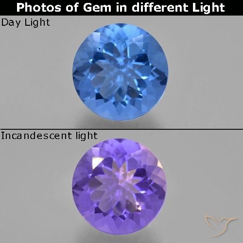 11.75克拉天然变色萤石，圆形切割，VS