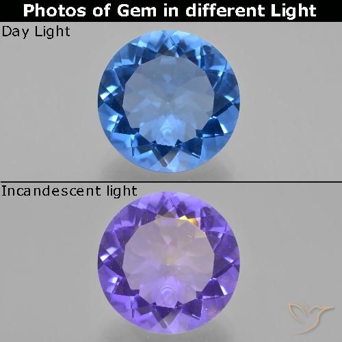 12.64ct 天然 亮蓝色 变色萤石, 圆形的, VS