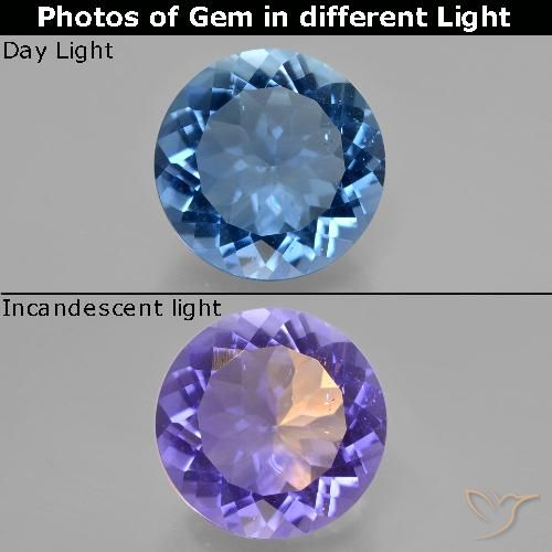 12.28ct 天然 海军蓝 变色萤石, 圆形的, VS