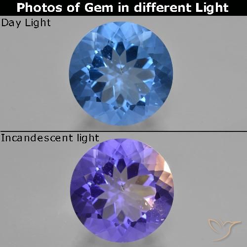 13.49ct 天然 海军蓝 变色萤石, 圆形的, VS