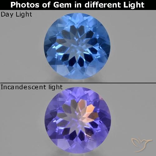14.12ct 天然 浓海军蓝 变色萤石, 圆形的, VS