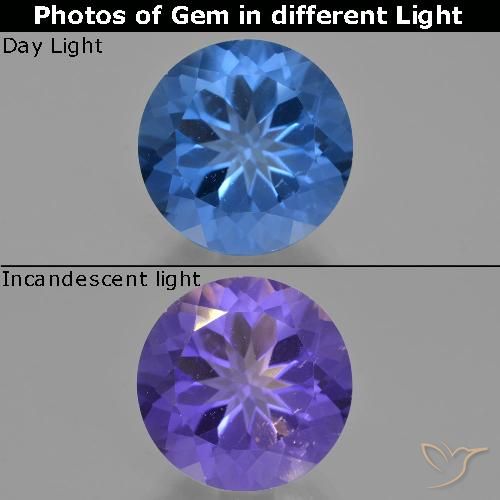 14.16ct 天然 暗蓝色 变色萤石, 圆形的, VS