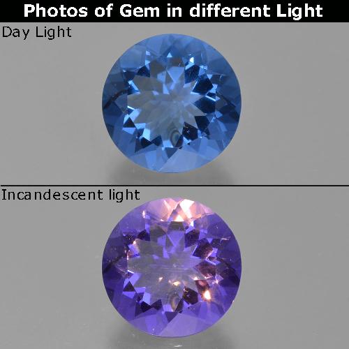 12.60克拉天然变色萤石，圆形切割，VS