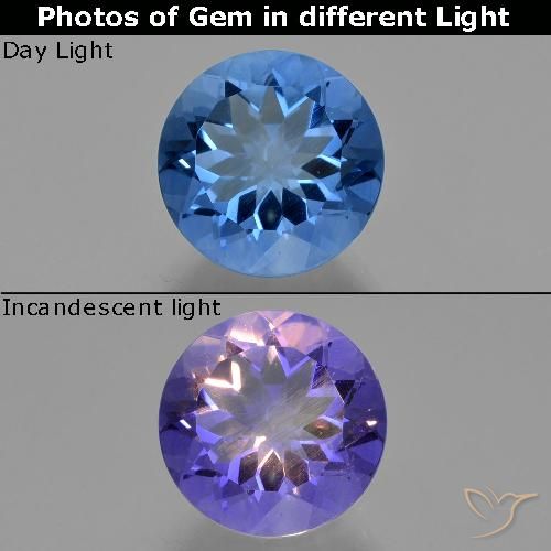 13.83ct 天然 浓海军蓝 变色萤石, 圆形的, VVS-VS