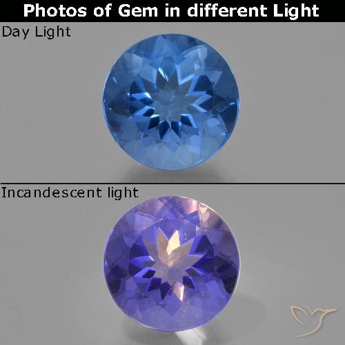 11.83ct 天然 暗蓝色 变色萤石, 圆形的, VS