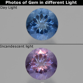 11.21克拉天然变色萤石，圆形切割，VS