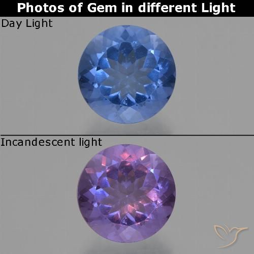 11.33ct 天然 暗蓝色 变色萤石, 圆形的, VS