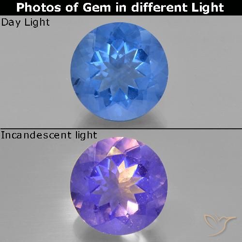 13.99ct 天然 埃及蓝 变色萤石, 圆形的, VS