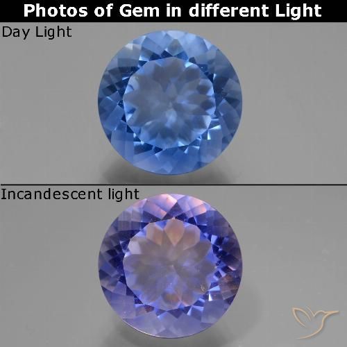 10.95ct 天然 海军蓝 变色萤石, 圆形的, VS