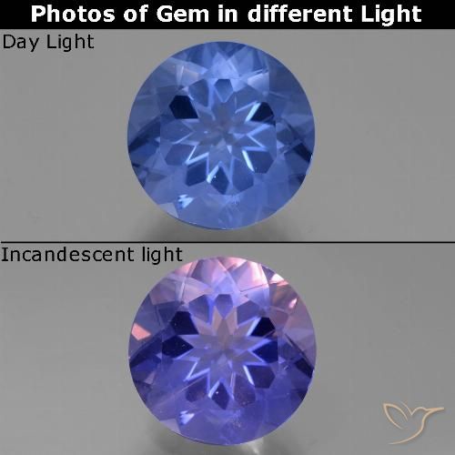 10.91ct 天然 浓海军蓝 变色萤石, 圆形的, VS-SI