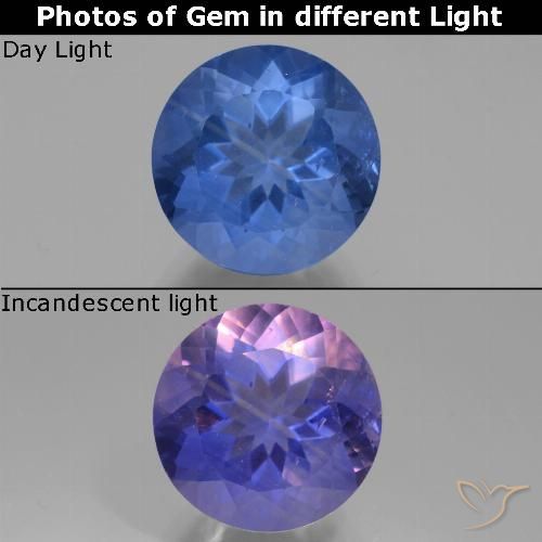 12.15ct 天然 深蓝色 变色萤石, 圆形的, VS