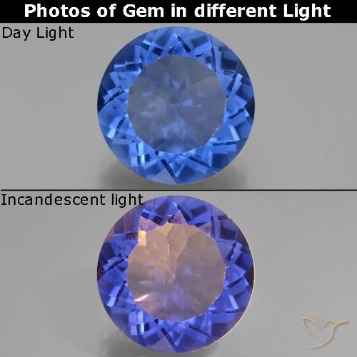 12.27ct 天然 暗蓝色 变色萤石, 圆形的, VS