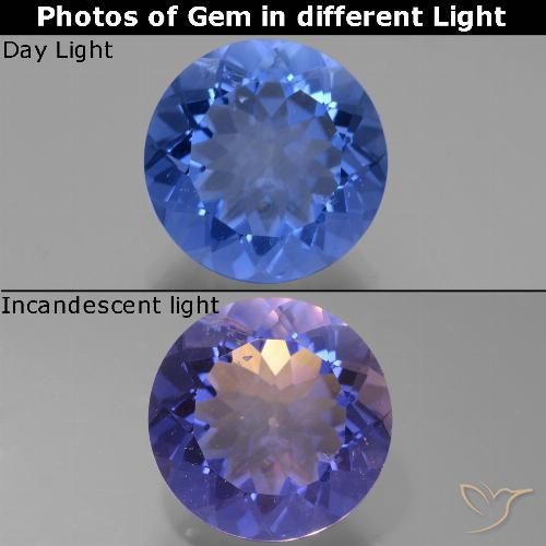 13.26ct 天然 浓海军蓝 变色萤石, 圆形的, VS