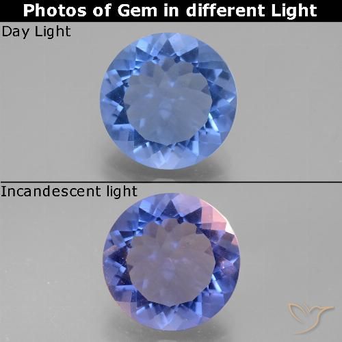9.83ct 天然 深蓝色 变色萤石, 圆形的, VS