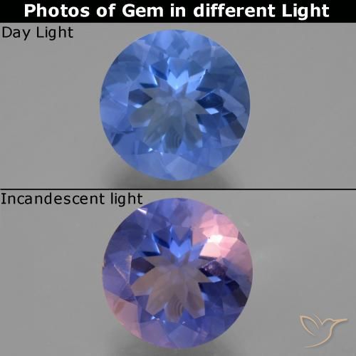 14.16ct 天然 亮蓝色 变色萤石, 圆形的, VVS-VS