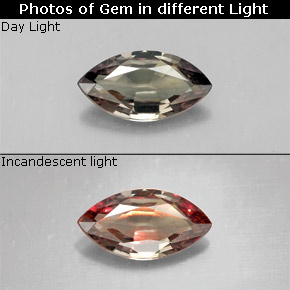 1.34克拉天然多色变色石榴石，马眼形，10.2×5.4毫米，VS