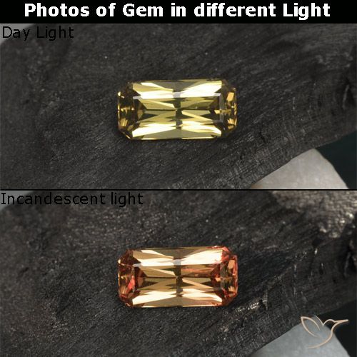 0.72ct 天然 Medium Yellow  变色石榴石, 祖母绿式切割, VVS