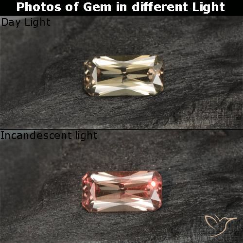 0.76ct 天然 暖黄 变色石榴石, 祖母绿式切割, VVS