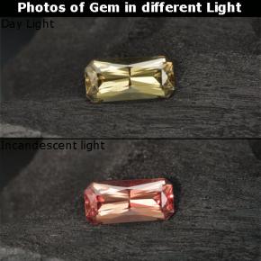 0.71克拉天然黄色变色石榴石，祖母绿式切割，7.1×3.4毫米，VS
