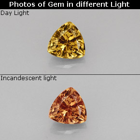 0.85克拉天然多色变色石榴石，三角形，5.6×5.6毫米，VS