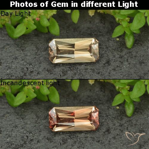 0.68ct 天然 黄金色 变色石榴石, 祖母绿式切割, VVS