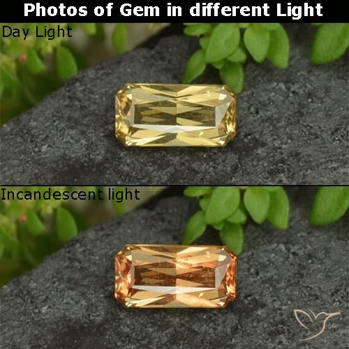 0.73ct 天然 淡黄色 变色石榴石, 祖母绿式切割, VVS