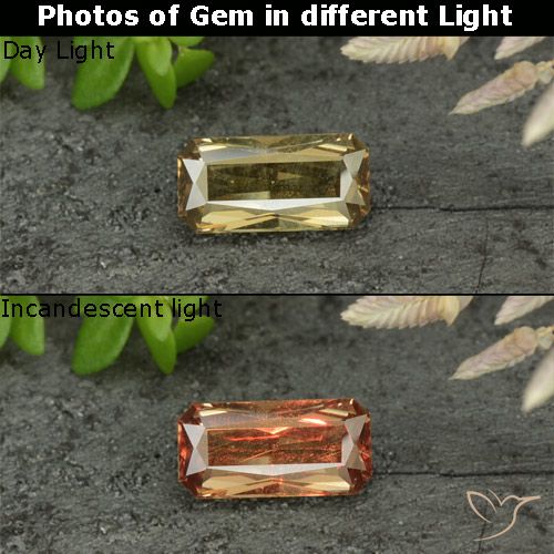 0.76ct 天然 黄金色 变色石榴石, 祖母绿式切割, VVS-VS