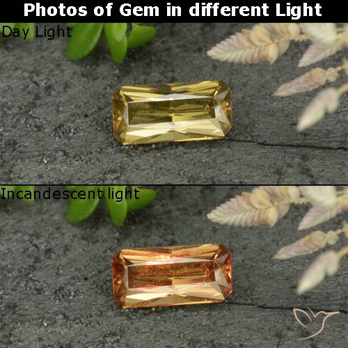 0.62ct 天然 金黄色 变色石榴石, 祖母绿式切割, VVS-VS