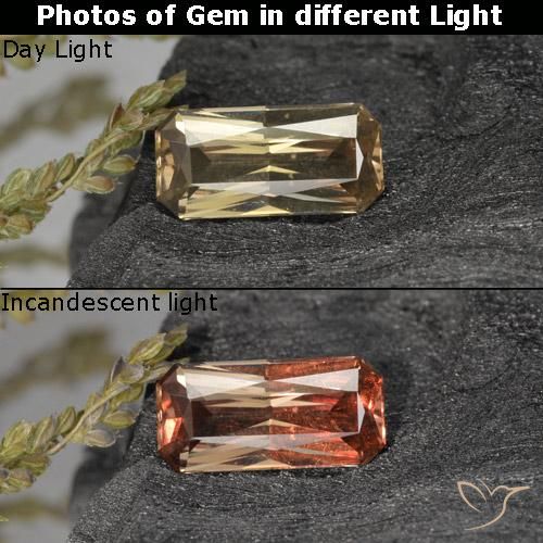 0.61ct 天然 黄金色 变色石榴石, 祖母绿式切割, VVS-VS