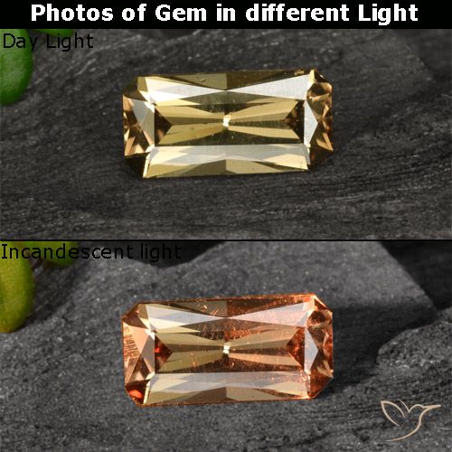 0.63ct 天然 金棕色 变色石榴石, 祖母绿式切割, VVS-VS