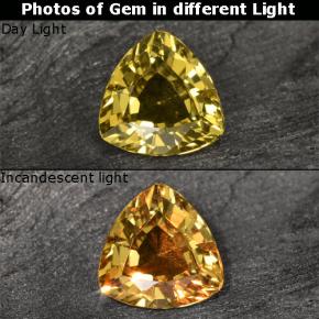 0.64克拉天然金色变色石榴石，三角形，5.5×5.4毫米，VS
