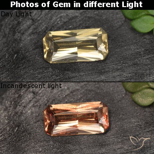 0.61ct 天然 黄金色 变色石榴石, 祖母绿式切割, VVS
