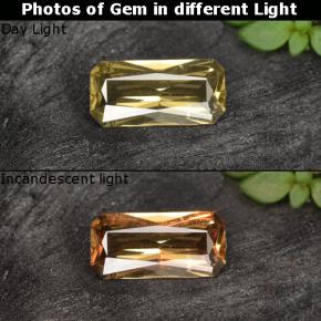 0.59克拉天然金色变色石榴石，祖母绿式切割，7×3.4毫米，VS