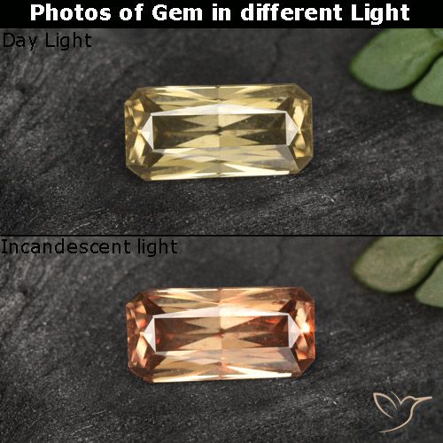 0.74ct 天然 金棕色 变色石榴石, 祖母绿式切割, VVS-VS