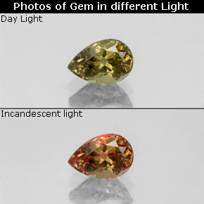 0.63克拉天然多色变色石榴石，梨形，6.1×4.1毫米，VS