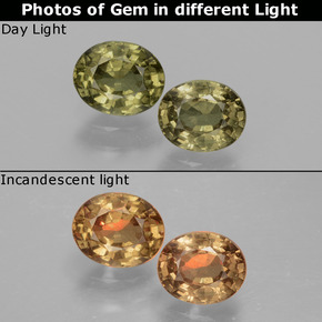 1.41天然多色变色石榴石，椭圆形切割，5.5×4.5毫米，VS