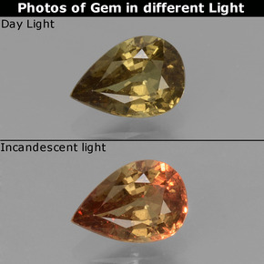 0.61克拉天然变色石榴石，梨形，VS