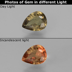 0.73克拉天然变色石榴石，梨形，VS