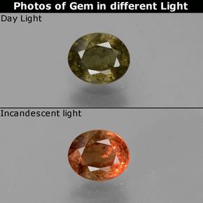 0.65克拉天然变色石榴石，椭圆形切割，VS