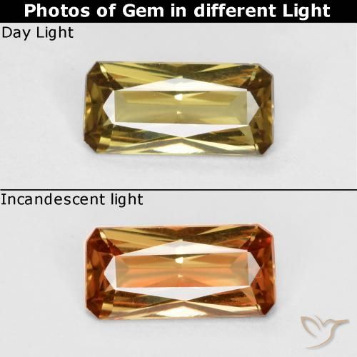0.60ct 天然 金黄色 变色石榴石, 祖母绿式切割, VS