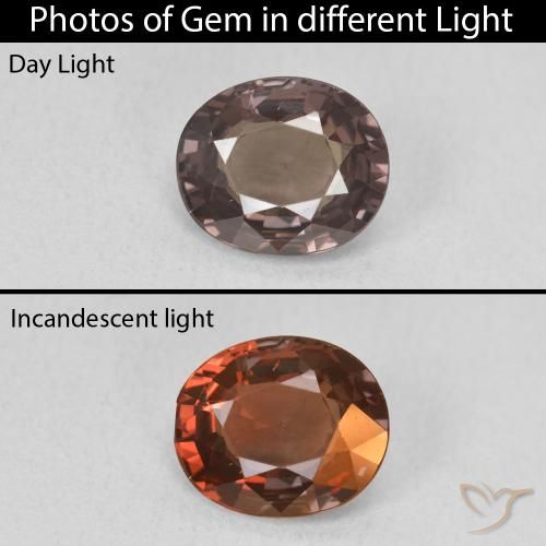 1.76ct 天然 中浅棕色 变色石榴石, 椭圆形, VVS-VS