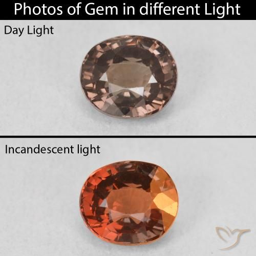 1.07ct 天然 中浅棕色 变色石榴石, 椭圆形, VVS-VS