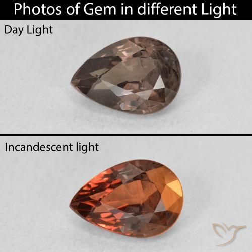 1.28ct 天然 中浅棕色 变色石榴石, 梨形, VS