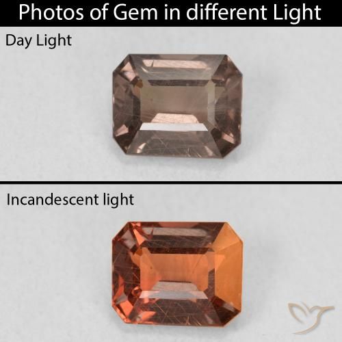 1.18ct 天然 中浅棕色 变色石榴石, 祖母绿式切割, VS