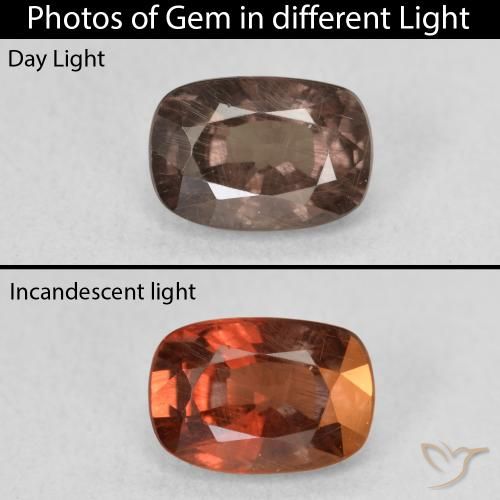 1.58ct 天然 中浅棕色 变色石榴石, 软垫, VS