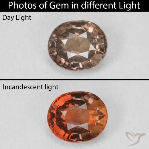 1.37ct 天然 中浅棕色 变色石榴石, 椭圆形, VS