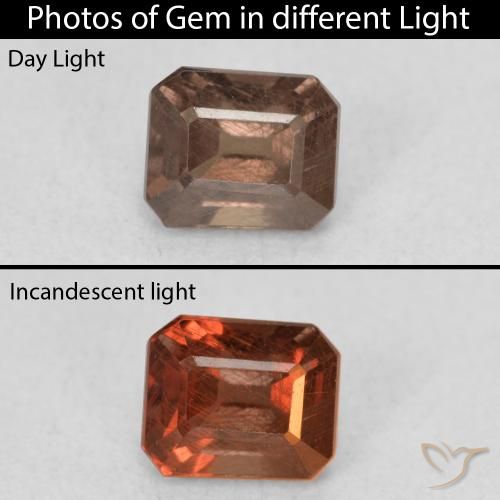 0.97ct 天然 中浅棕色 变色石榴石, 祖母绿式切割, VS