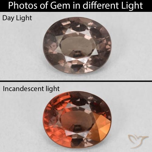 1.15ct 天然 中浅棕色 变色石榴石, 椭圆形, VS