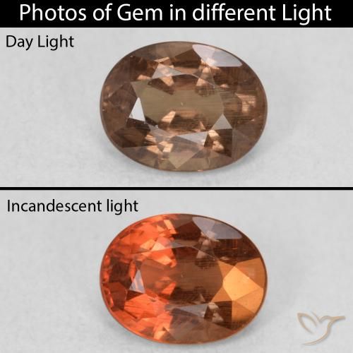 0.82ct 天然 中浅棕色 变色石榴石, 椭圆形, VS