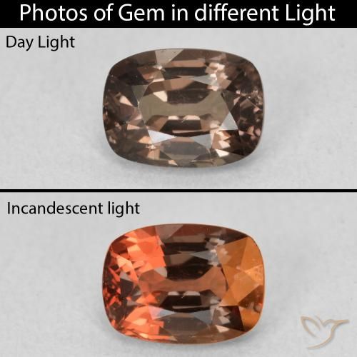 1.17ct 天然 中浅棕色 变色石榴石, 软垫, VVS